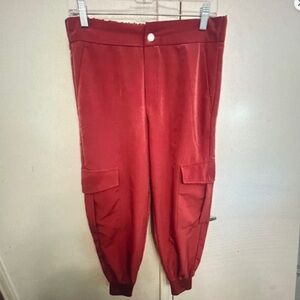 Red Cargo Jogger Pants